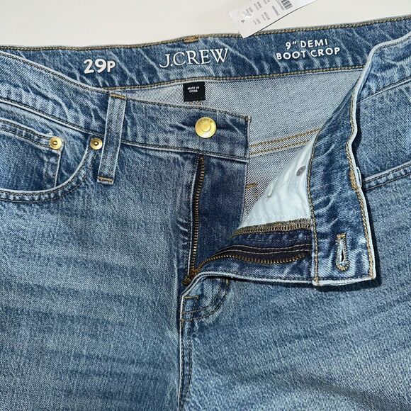 J Crew 9 Inch Demi Boot Crop Jeans NWT Size 29P Raw Hem Style BY239 - Picture 9 of 12